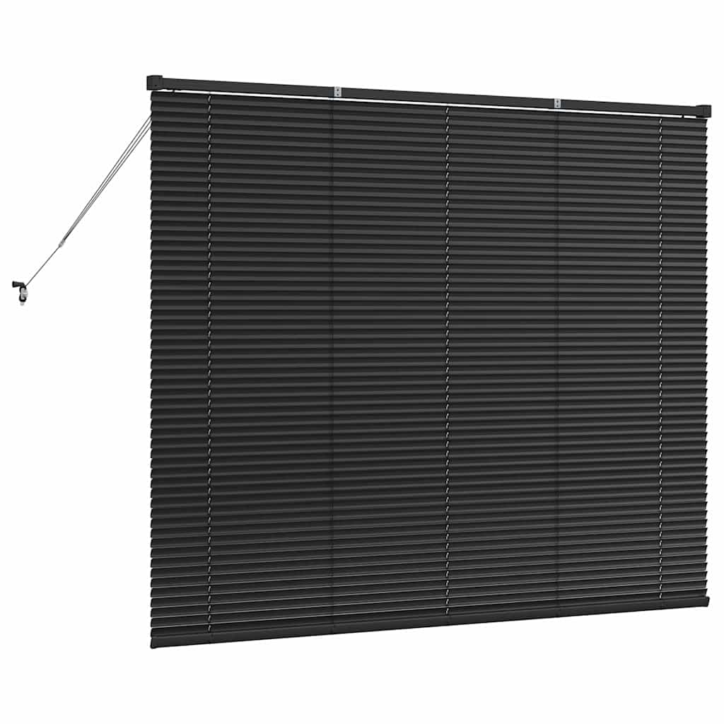 Window Blind with Curtains Manual Black Aluminium